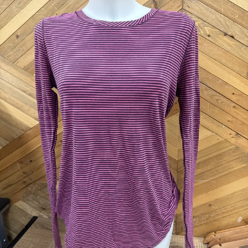 Lululemon - Women's Striped L/S Shirt: Pink-women-LG-- Modern Contemporary Chic