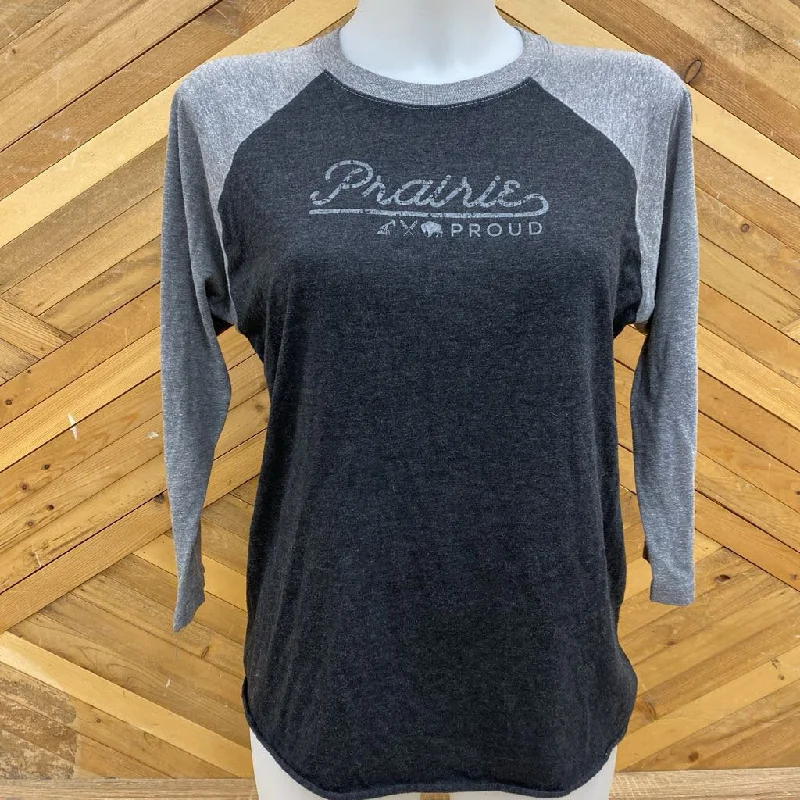 Prairie Proud- L/S T shirt : Grey -women-SM-- Elasticated Padded Insulated