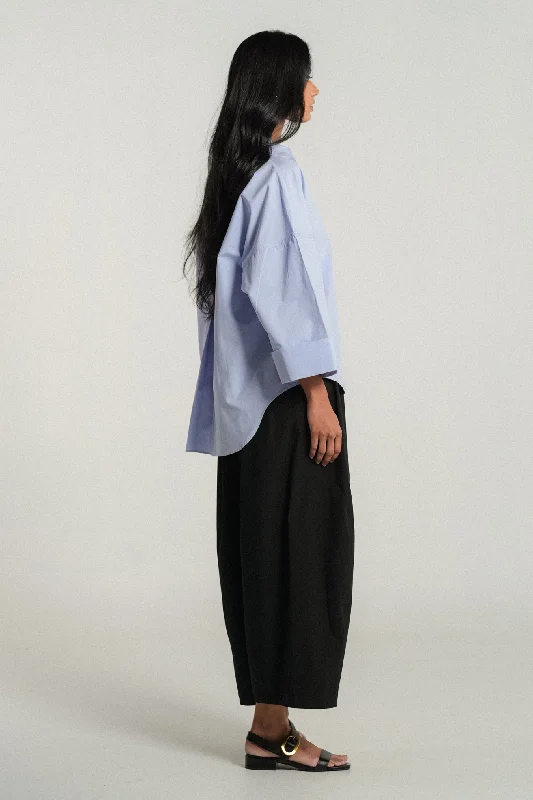 The Sculptor Poplin Shirt in Periwinkle-- Striped Floral Plaid