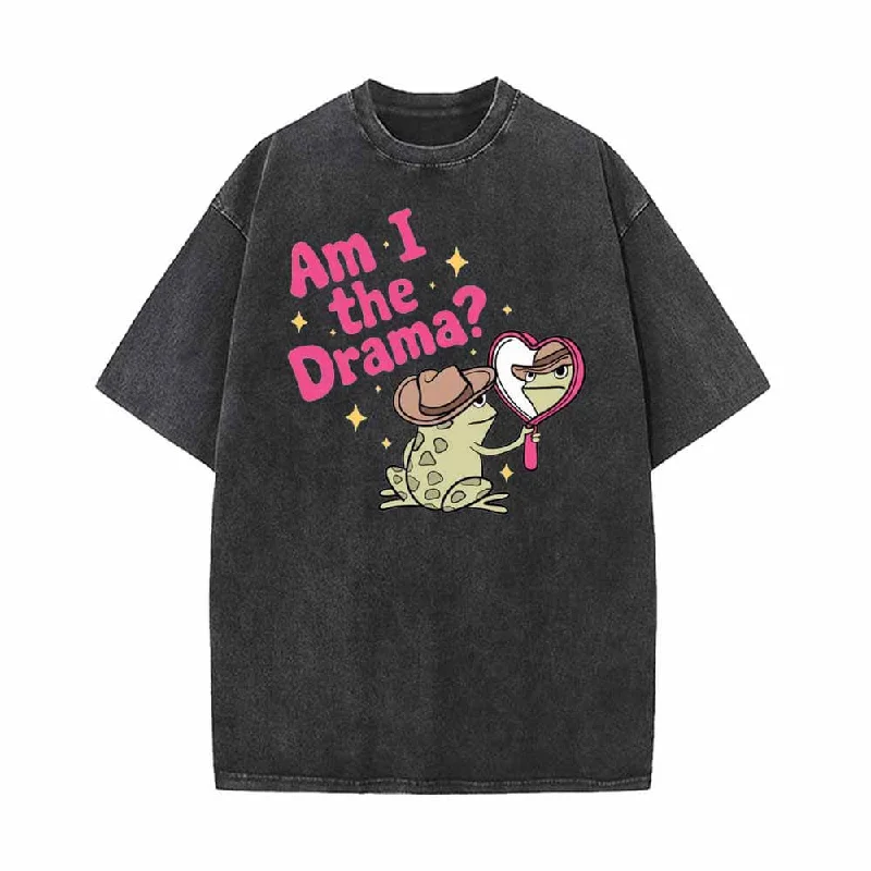 Am I The Drama Vintage Washed T-shirt-- Nylon Fabric Polyester Fabric Spandex Fabric Am I The Drama Vintage Washed T-shirt-- Nylon Fabric Polyester Fabric Spandex Fabric