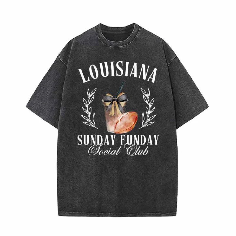 Louisiana Sunday Funday Social Club T-shirt-- Front Pockets Side Pockets Patch Pockets