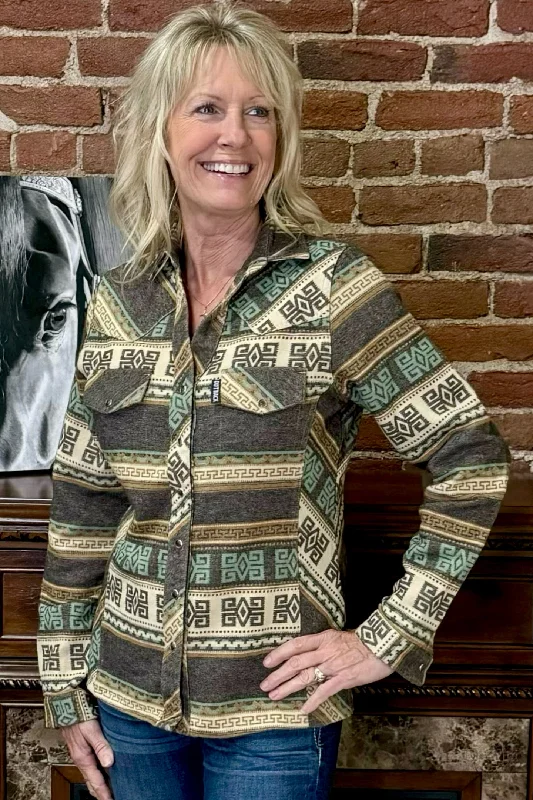 Women's Lorelei Snap Shirt by Outback-- Houndstooth Herringbone Solid