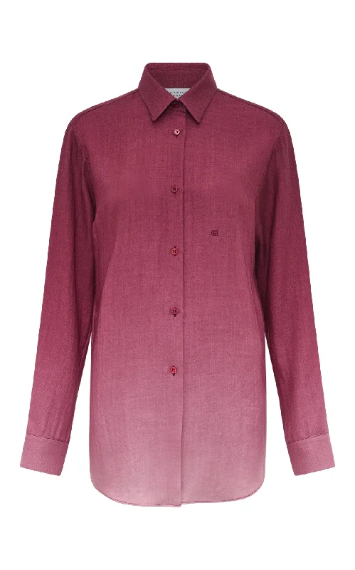 Reyes Shirt in Bordeaux Cashmere Silk Herringbone-- Spandex Blend Rayon Blend Denim Blend Reyes Shirt in Bordeaux Cashmere Silk Herringbone-- Spandex Blend Rayon Blend Denim Blend