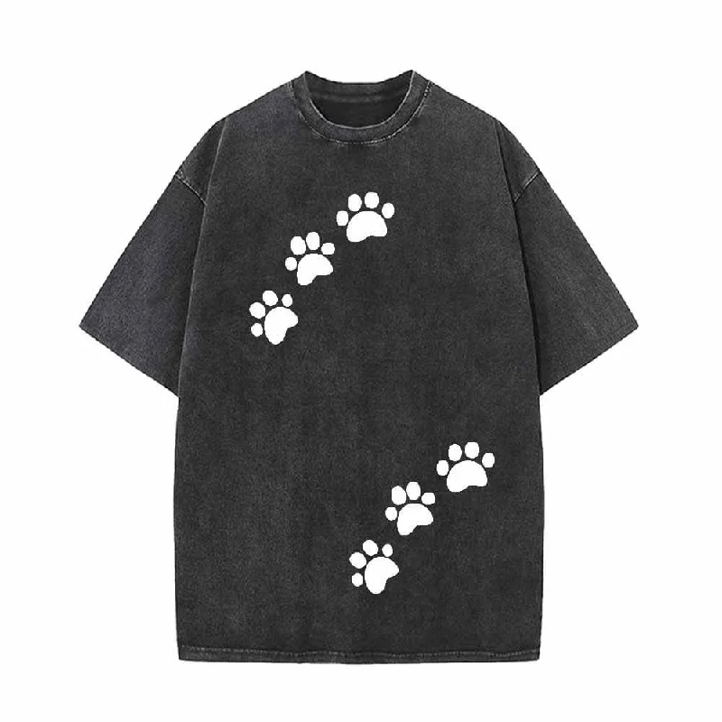Funny Cat Lover Vintage Washed T-shirt-- Ribbed T-Shirt High Neck Heavyweight
