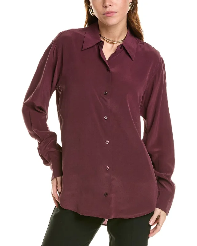 Equipment Essential Silk Shirt-- Welt Pockets Slit Pockets