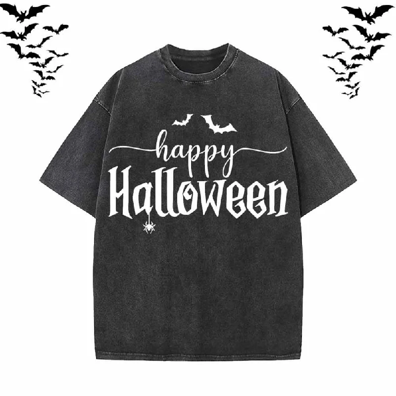 Happy Halloween Vintage Washed T-shirt-- Cozy Warm Stylish