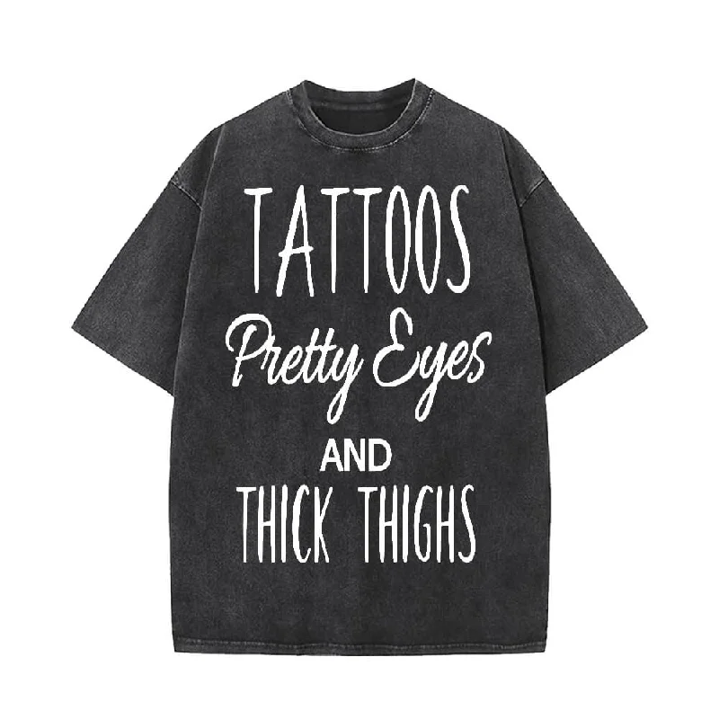 Tattoos Pretty Eyes And Thick Thighs Short Sleeve T-shirt-- Polka Dot Checkered Tartan Tattoos Pretty Eyes And Thick Thighs Short Sleeve T-shirt-- Polka Dot Checkered Tartan