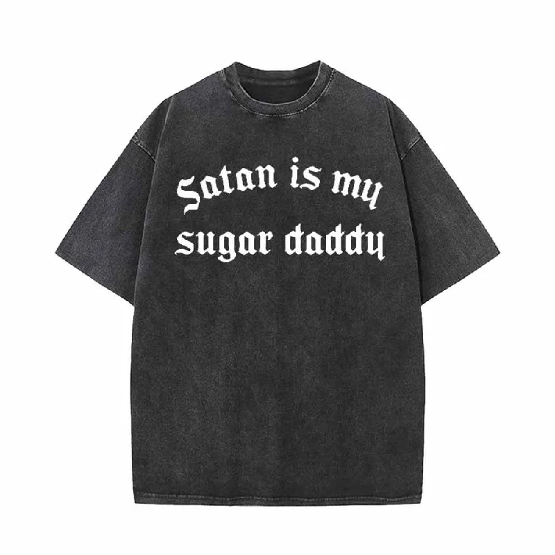 Vintage Washed Satan Is My Sugar Daddy T-shirt-- Layered Multi-layer Single Layer