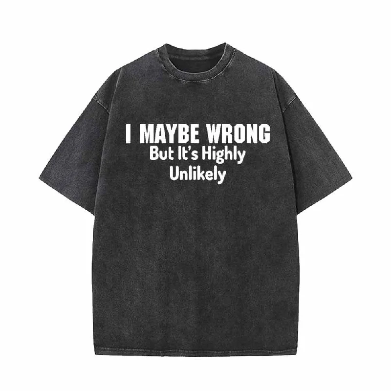 Vintage Washed I Maybe Wrong Short Sleeve T-shirt-- Houndstooth Herringbone Solid