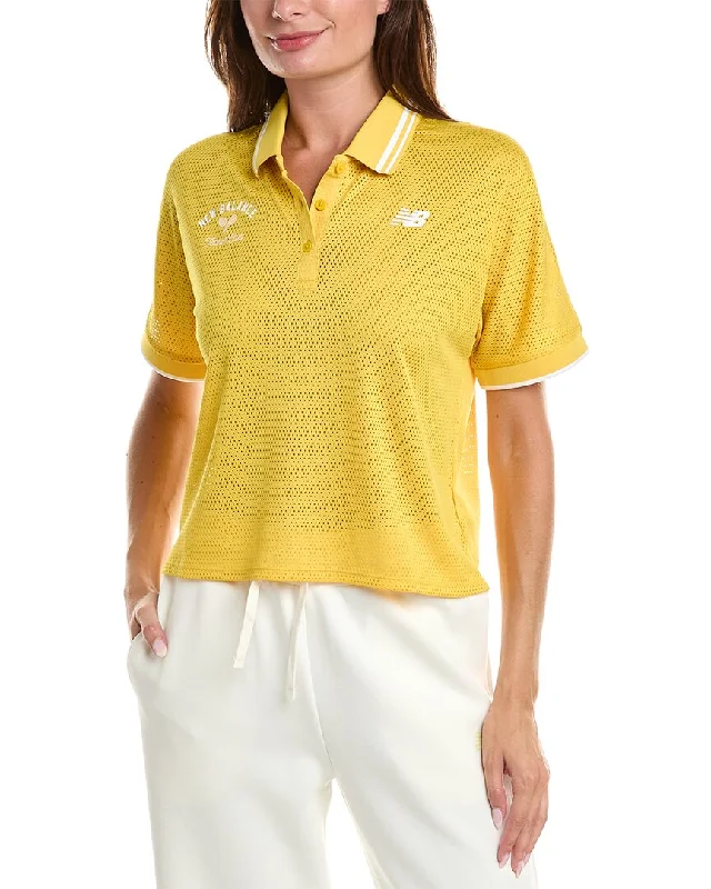 New Balance Mesh Polo Shirt-- Asymmetrical Pockets Print