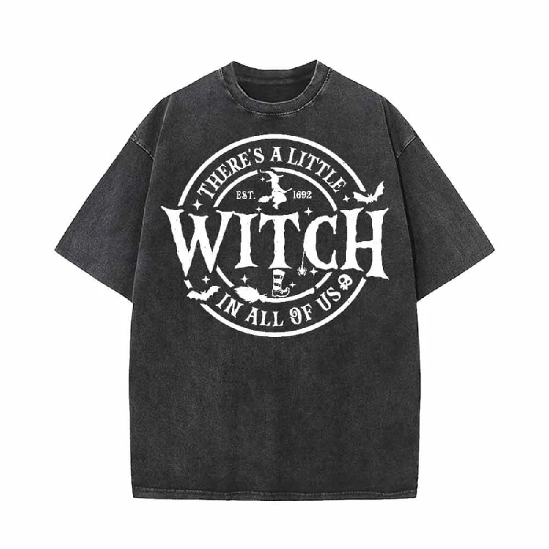 Witch Sayings Vintage Washed T-shirt-- Collared Crew Neck Turtle Neck
