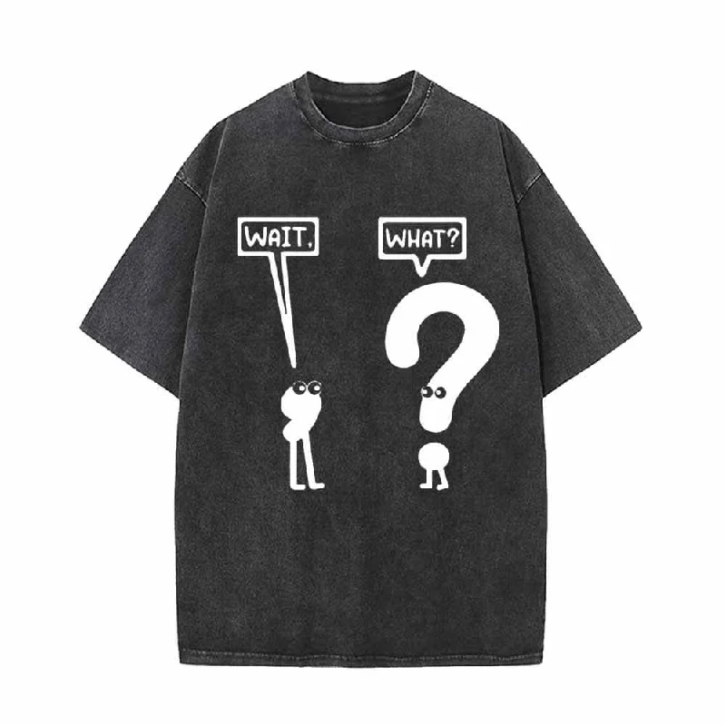 Funny Wait And What Vintage Washed T-shirt-- Solid Color Striped Floral