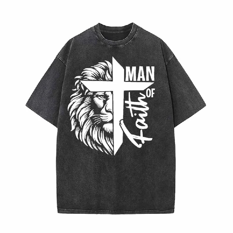 Man Of Faith Lion Print Vintage Washed T-shirt-- Lace Blend Ribbed Blend Corduroy Blend Man Of Faith Lion Print Vintage Washed T-shirt-- Lace Blend Ribbed Blend Corduroy Blend