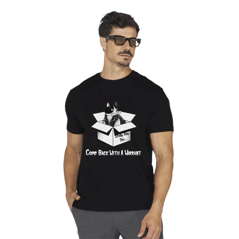 Come Back With A Warrant Round Neck T-shirt-- Print Jacquard Patchwork