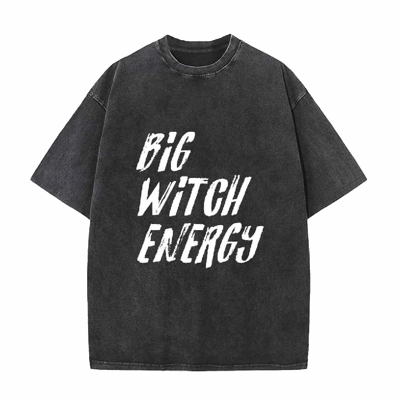 Vintage Washed Big Witch Energy T-shirt-- Nylon Fabric Polyester Fabric Spandex Fabric Vintage Washed Big Witch Energy T-shirt-- Nylon Fabric Polyester Fabric Spandex Fabric
