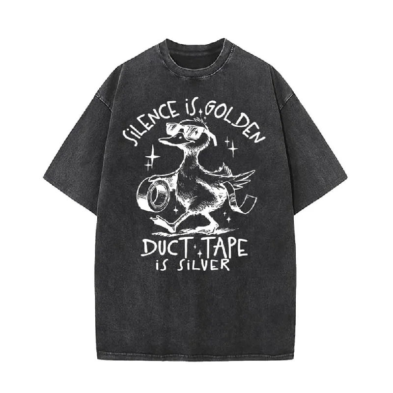 Silence Is Golden Vintage Washed T-shirt-- Silk Blend Satin Velvet