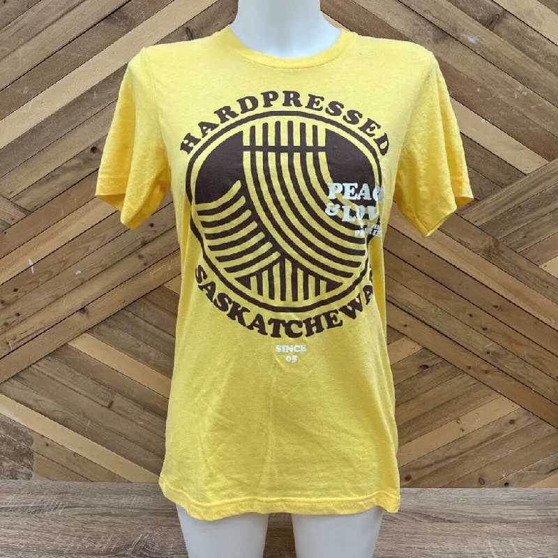 Hardpressed - Women's Printed Saskatchewan T-Shirt - MSRP $55: Yellow-women-SM-- Chenille Blend Fleece Blend Nylon Blend Hardpressed - Women's Printed Saskatchewan T-Shirt - MSRP $55: Yellow-women-SM-- Chenille Blend Fleece Blend Nylon Blend