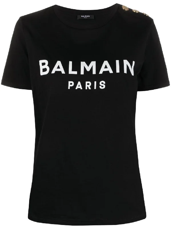 Balmain Women's T-Shirts And Polos-- Denim Fabric Leather Fabric Suede Fabric