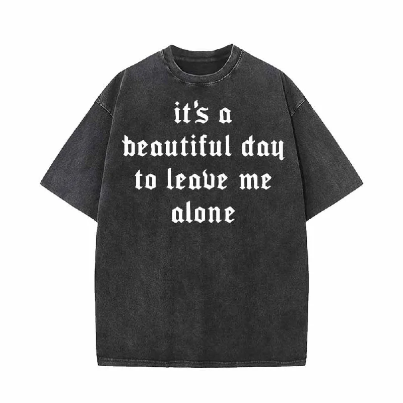 Goth Aesthetic Vintage Washed T-shirt-- Solid Print Embellished