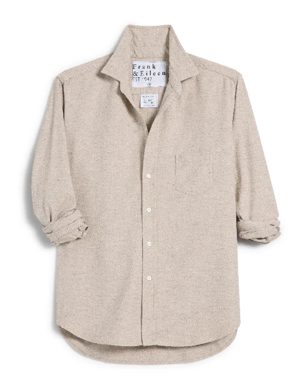 Frank & Eileen - Eileen Relaxed Button-Up Shirt in Textured Sand-- Silk Blend Satin Velvet Frank & Eileen - Eileen Relaxed Button-Up Shirt in Textured Sand-- Silk Blend Satin Velvet
