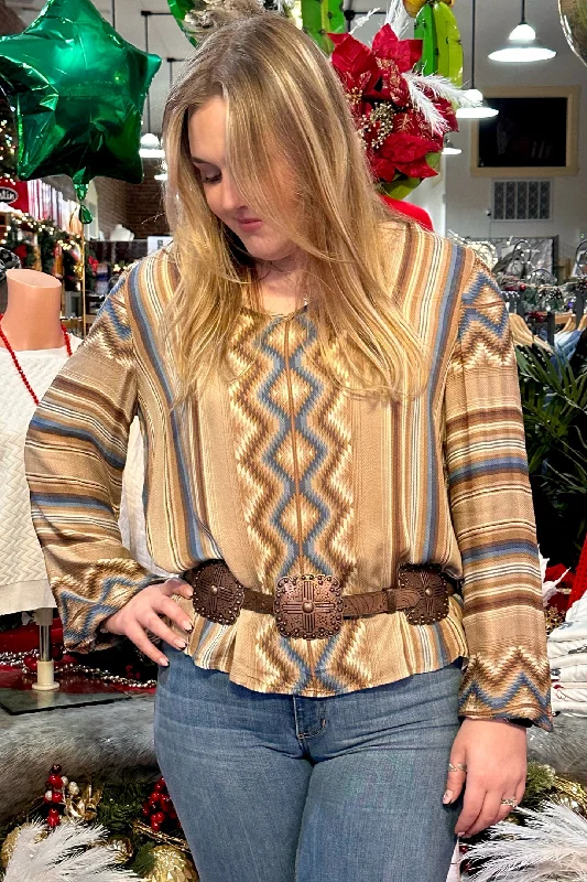 Women's Serape Herringbone Shirt by Stetson-- Cashmere Blend Cotton Blend Poly Blend Women's Serape Herringbone Shirt by Stetson-- Cashmere Blend Cotton Blend Poly Blend