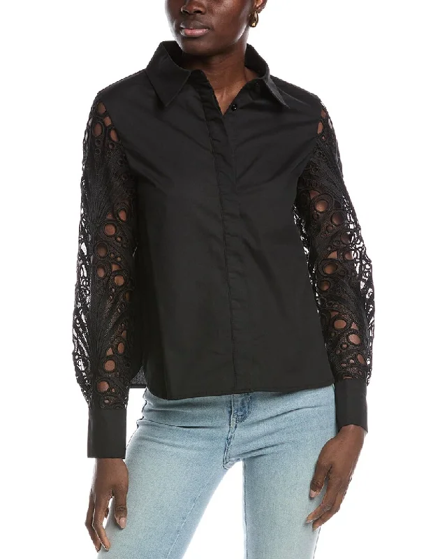 Gracia Eyelet Shirt-- Jersey Fabric Tulle Fabric Batik Fabric