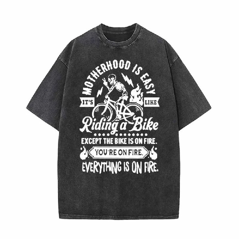 It’s Motherhood Is Easy Vintage Washed T-shirt-- Mesh Fabric Canvas Fabric Denim Fabric It’s Motherhood Is Easy Vintage Washed T-shirt-- Mesh Fabric Canvas Fabric Denim Fabric