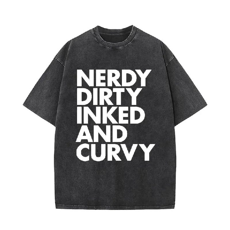 Nerdy Dirty Inked And Curvy Short Sleeve T-shirt-- Satin Blend Silk Blend Wool Blend Nerdy Dirty Inked And Curvy Short Sleeve T-shirt-- Satin Blend Silk Blend Wool Blend