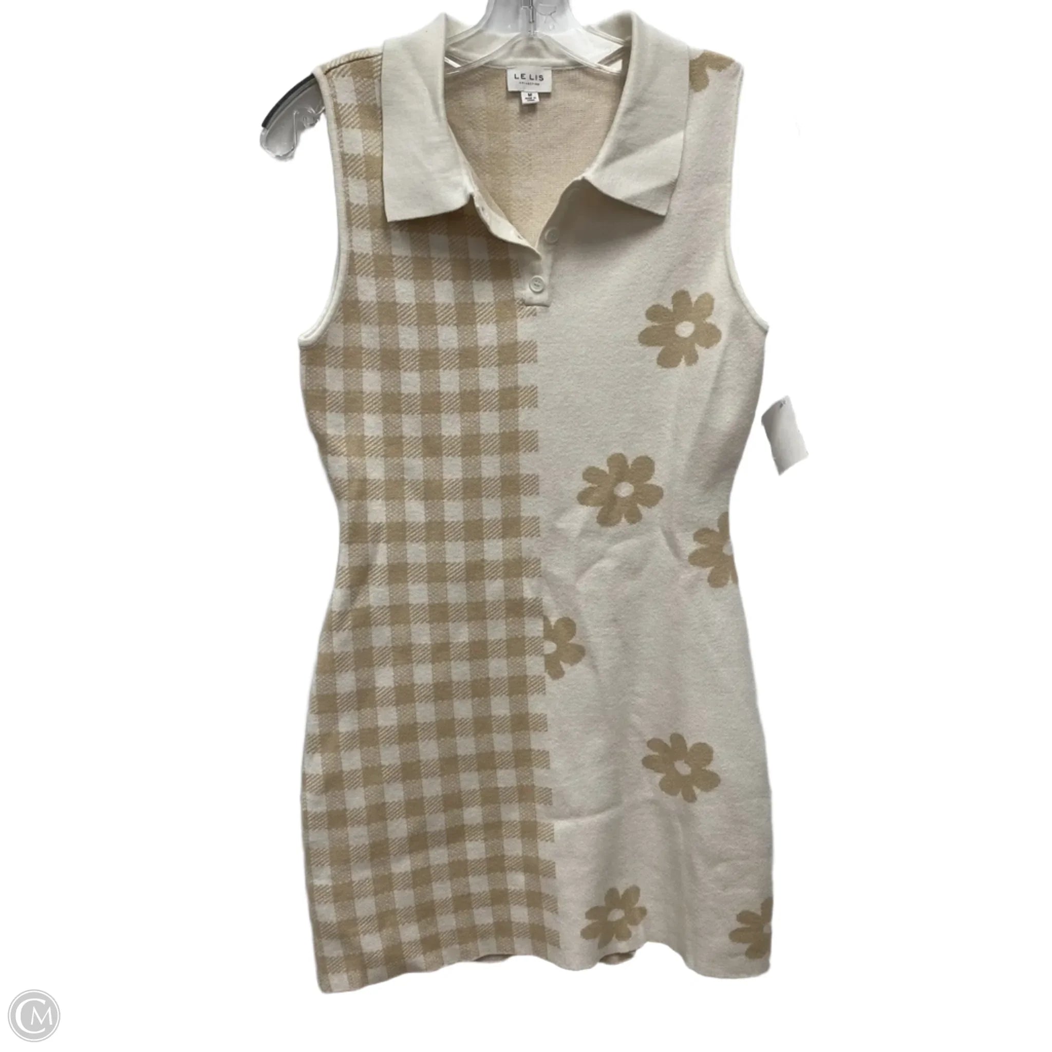 Dress Casual Short By lelis In Tan & White, Size: M Tunics Long Elegant