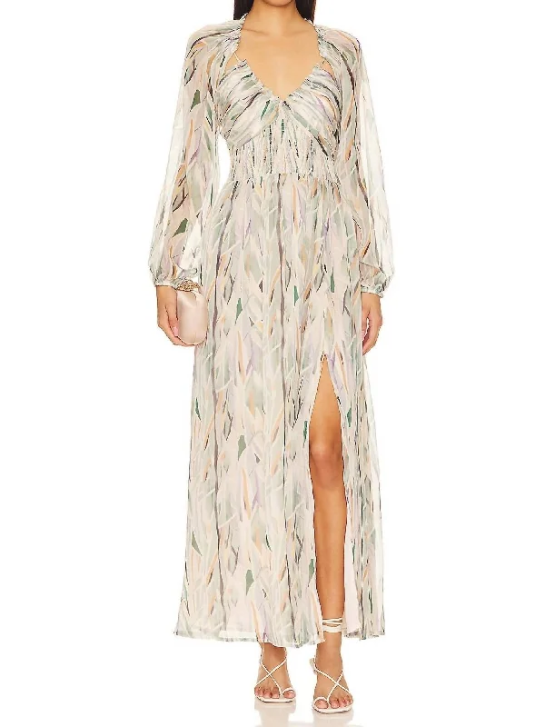 Jessamy Maxi Dress In Taupe Jade Multi Tunics Trousers formal