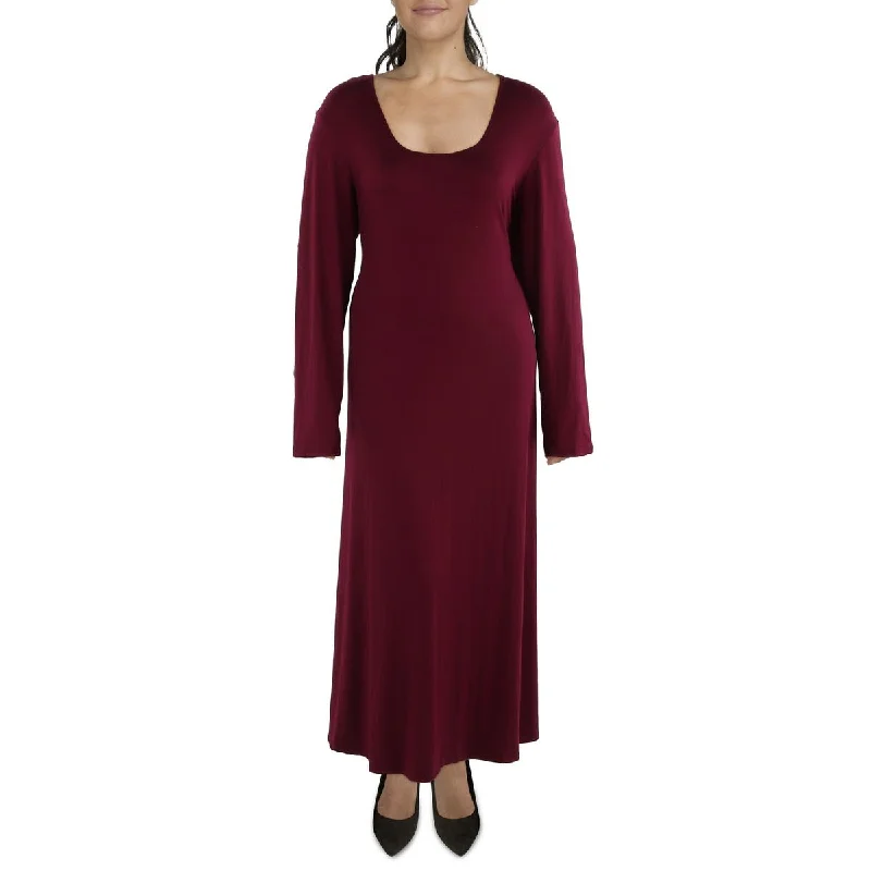 Plus Womens Scoop Neck Flared Shift Dress Turtleneck Neckline Stylish