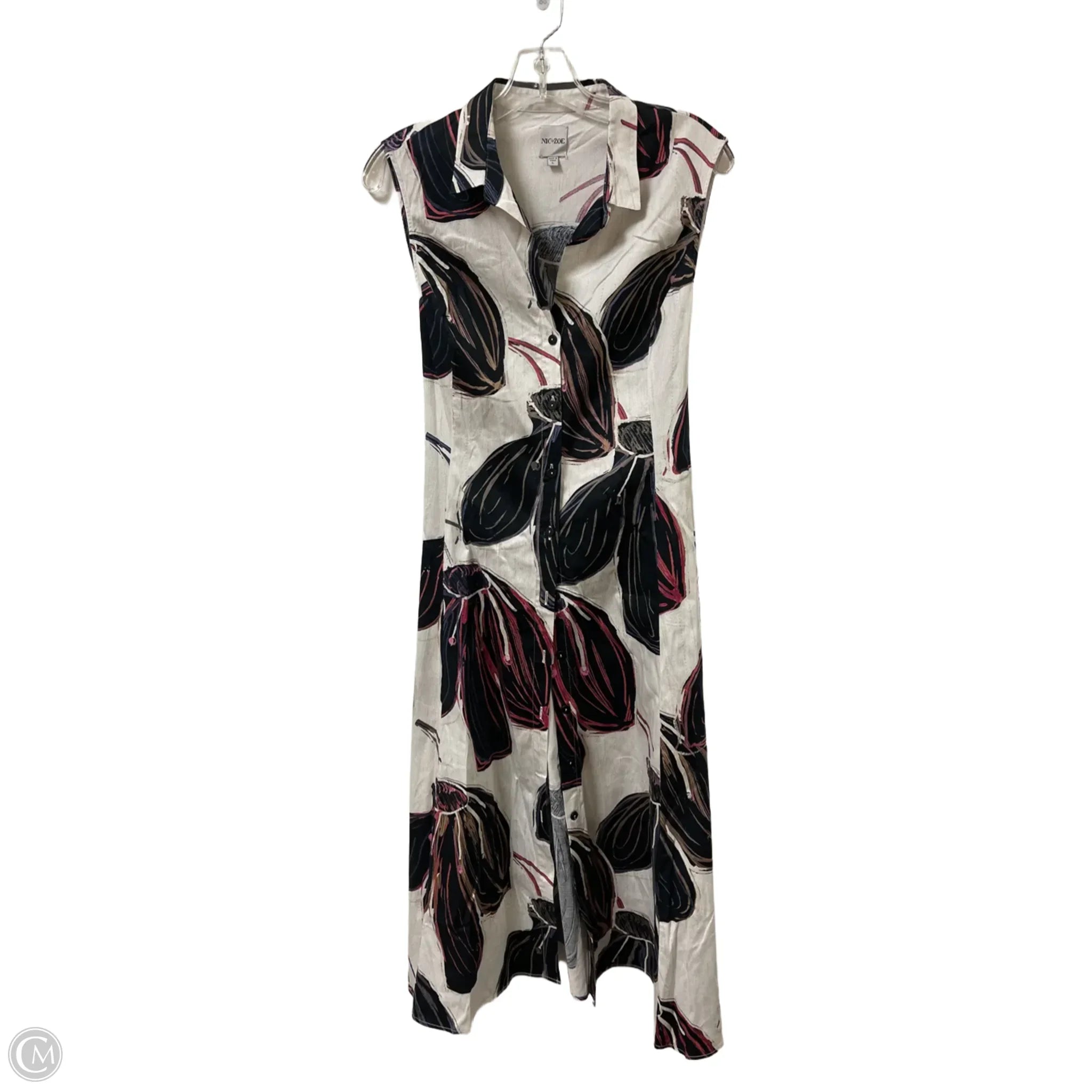 Dress Casual Midi By Nic + Zoe In Black & Cream, Size: L Pencil Office Professional