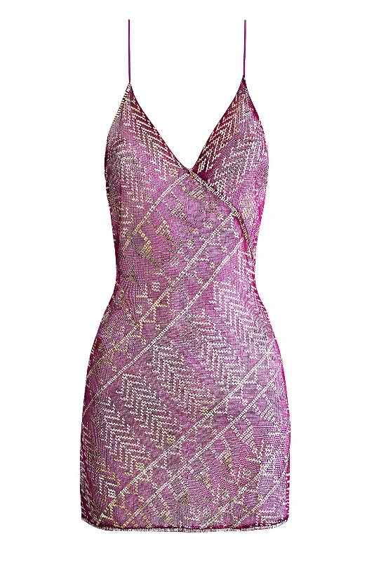 1920's Egyptian Purple Mini Dress Cozy Wraparound Mini Dress