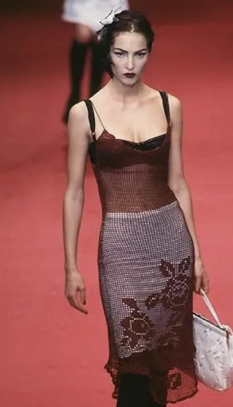 F/W 1997 DOLCE & GABBANA Burgundy Knit Mini Dress Cozy T-Shirt Mini Dress