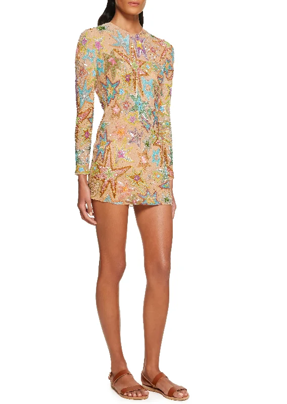 Starina Sequin Embellished Mini Dress Elegant Mini Dress with Pleats