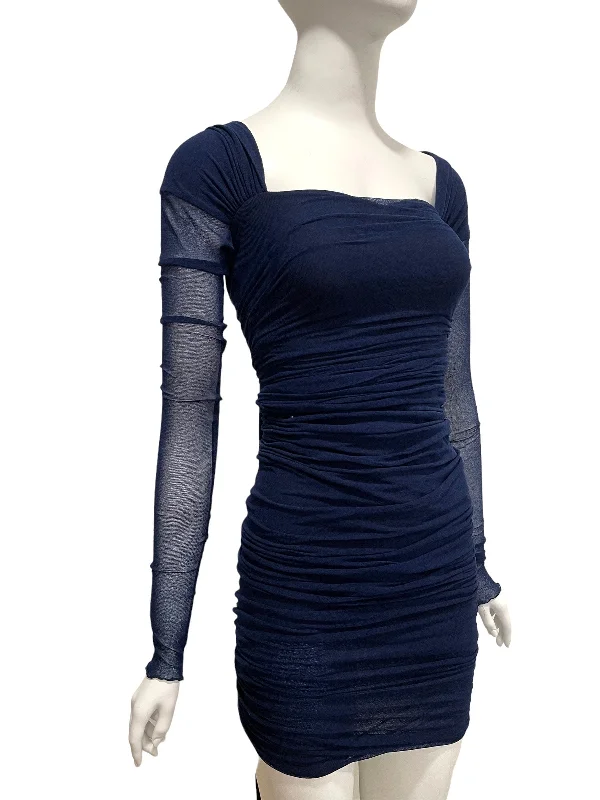 SANT ANGELO Mesh Mini Dress Fashionable Lace-Trim Mini Dress