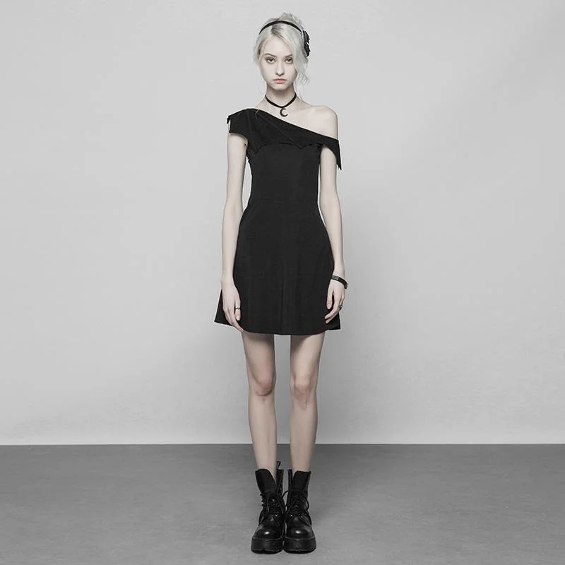 Women's One Shoulder Punk Mini Dress Tunics Seasonal trendy