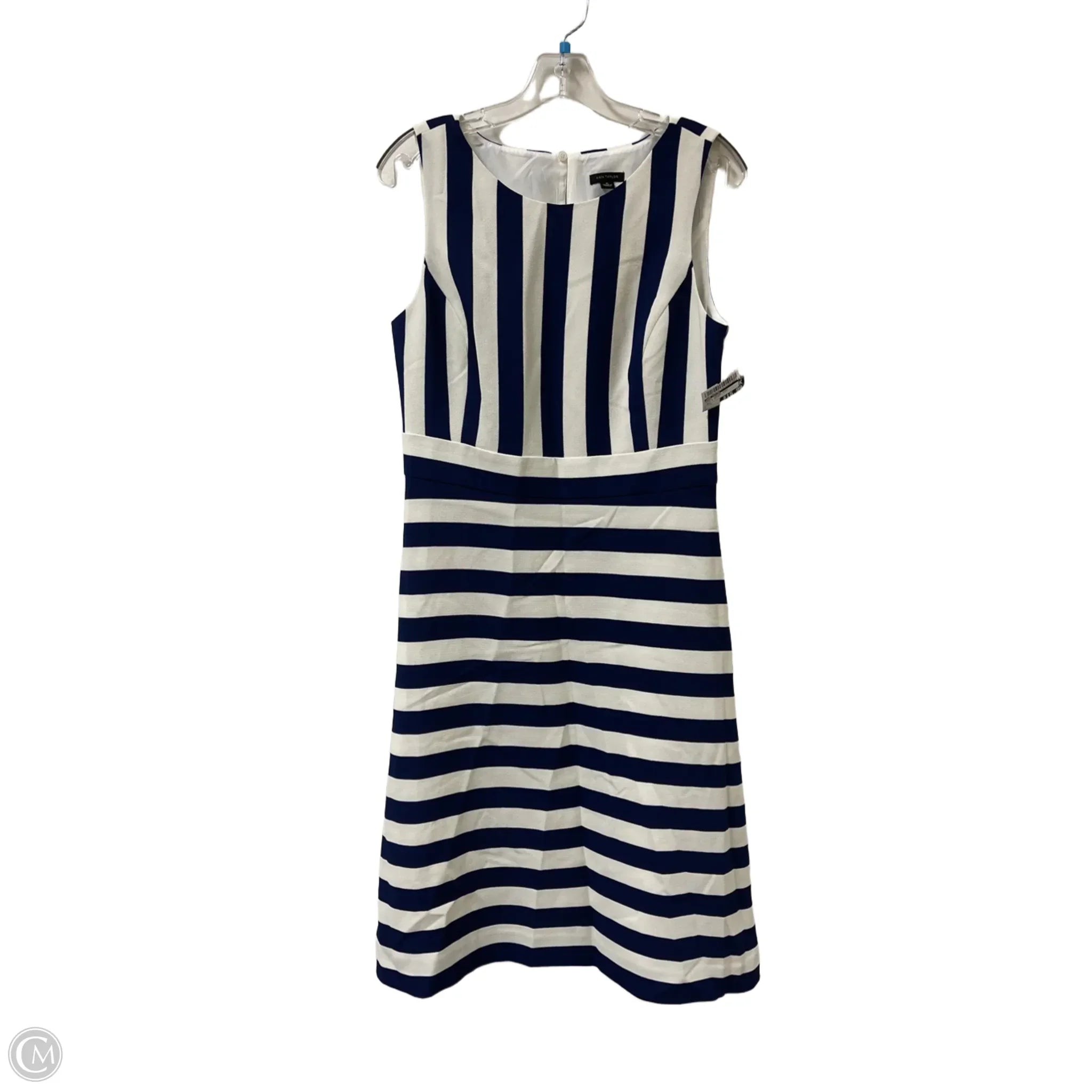 Dress Casual Midi By Ann Taylor In Blue & White, Size: S Boatneck Modish Everyday