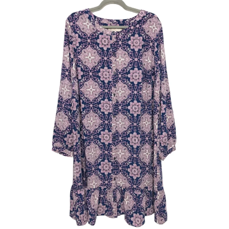 Dress Casual Short By Loft In Blue & Pink, Size:18 Tunics Floral girly