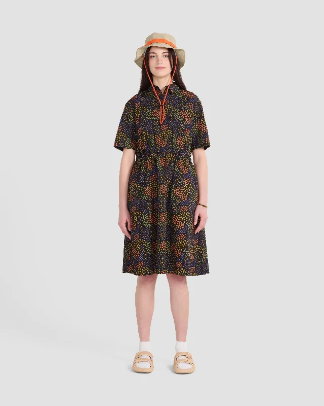 Micro Floral Field Printed Pocket Shirt Dress Tunics Party sparkling