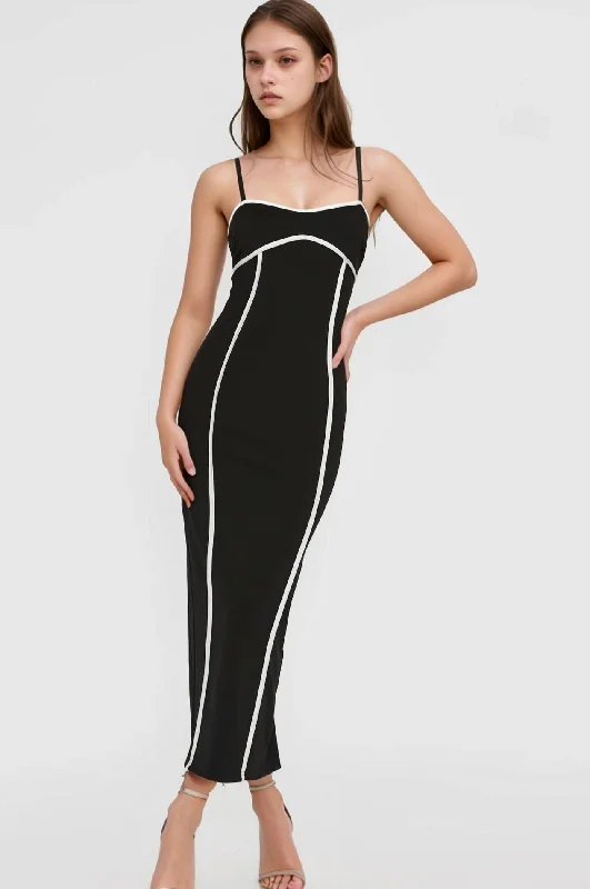 Mara Midi Dress - Black/White Tunics Floral girly