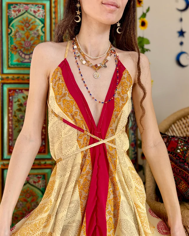 Sunrise Recycled Sari Maxi Dress Boatneck Modish Everyday