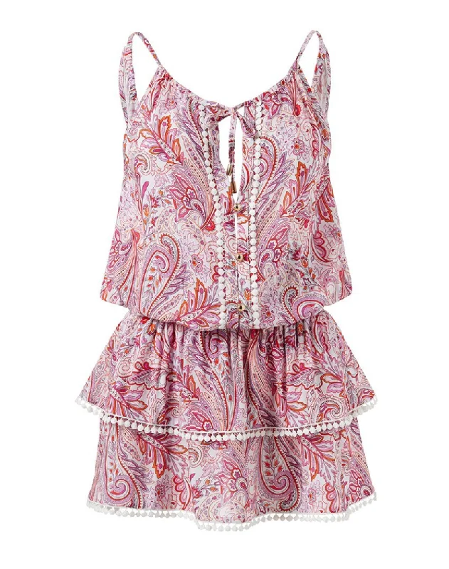 Pink Floral Mini Dress in Paisley Elegant Lace Mini Dress
