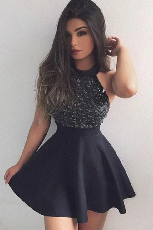 Black Homecoming Dress, Short Mini Dress with Beading, Fashion Graduation Dress cg366 Classic Floral Mini Dress Black Homecoming Dress, Short Mini Dress with Beading, Fashion Graduation Dress cg366 Classic Floral Mini Dress
