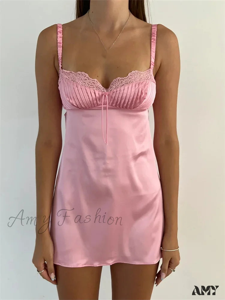 Amy Fashion - Lace Patchwork Ruched Vintage Sleeveless Strap Backless Mini Dress Trendy Wraparound Mini Dress Amy Fashion - Lace Patchwork Ruched Vintage Sleeveless Strap Backless Mini Dress Trendy Wraparound Mini Dress