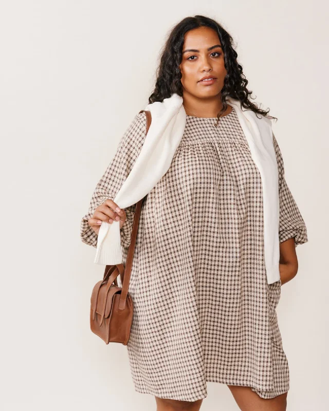 Alyssa Mini Dress | Brown Gingham Trendy Camisole Mini Dress