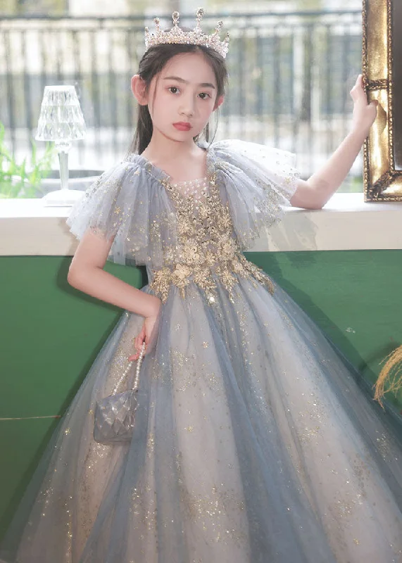 Handmade Little Grey V Neck Sequins Patchwork Tulle Girls Maxi Dress Summer QV019 Tunics Denim casual Handmade Little Grey V Neck Sequins Patchwork Tulle Girls Maxi Dress Summer QV019 Tunics Denim casual