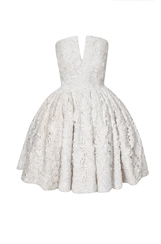 Corset Lace Mini Dress - Ivory Classic Floral Mini Dress