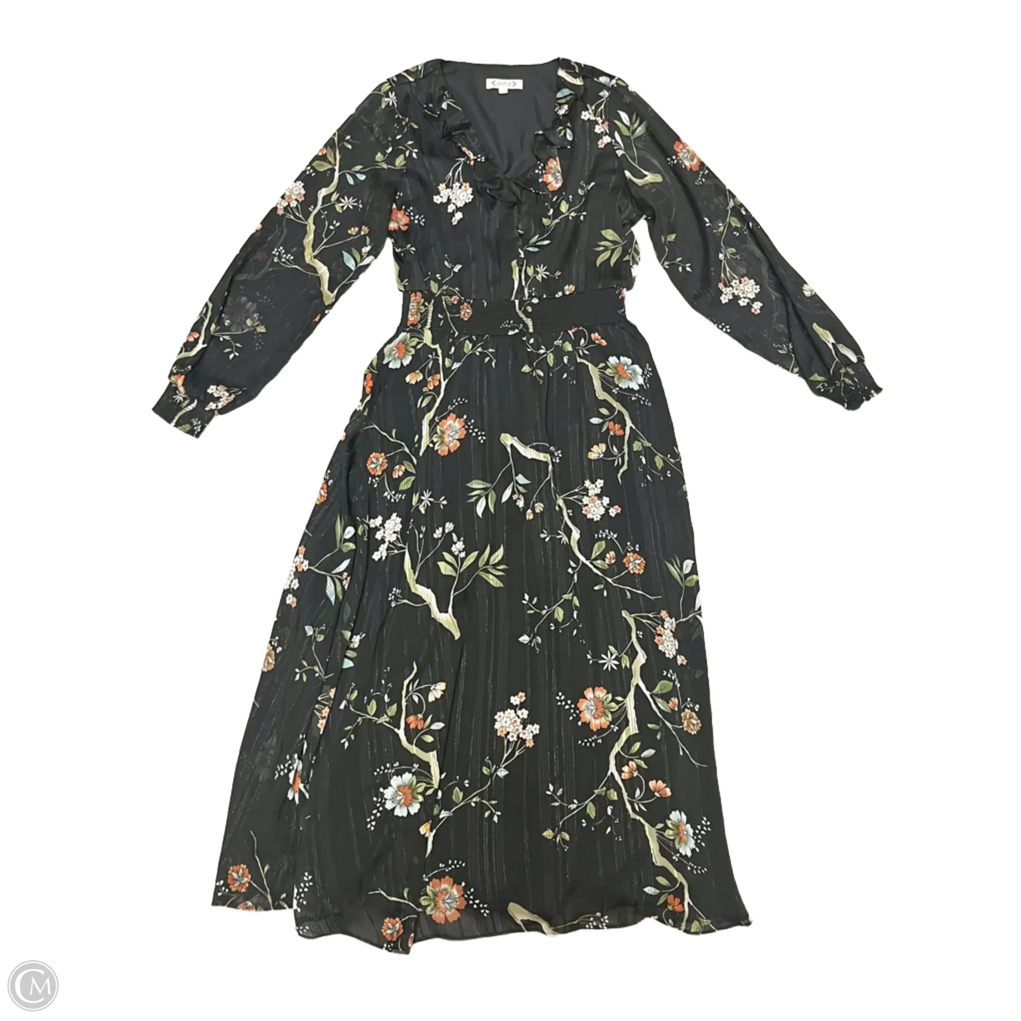 Dress Casual Maxi By Nanette By Nanette Lepore In Black & Orange, Size: M Tunics Spring floral Dress Casual Maxi By Nanette By Nanette Lepore In Black & Orange, Size: M Tunics Spring floral