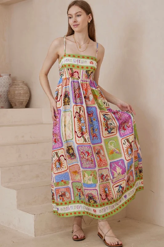Tarot Card Maxi Dress - Multi Boatneck Modish Everyday